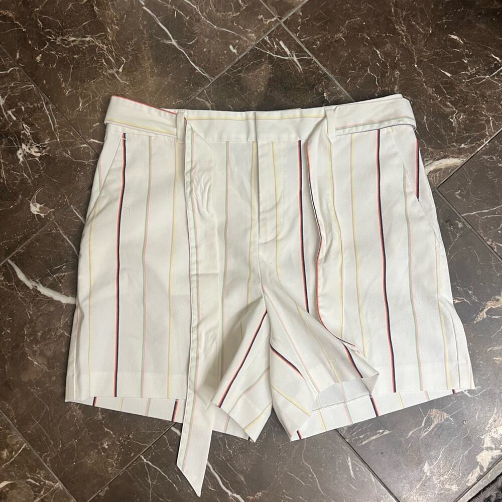 Banana republic shorts with waist tie NWOT 6 white with color stripes